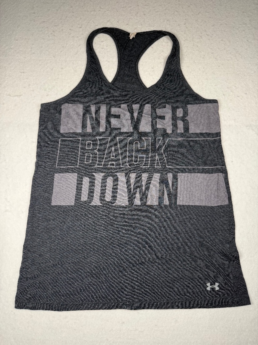 Under Armour Charged Never Back Down Tank Top Women's Small Gray EUC Running